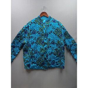 Ruby‎ Rd Woman Textured Floral Print Blue Jacket 3X